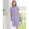 image:imageEkouaer Moo Moos for Women House Dress With Pockets Cotton Nightgowns Short Sleeve Night gowns Embroidered Mumu DressPurple Flowers