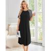 image:imageEkouaer Nightgowns for Women Bamboo Viscose House Dress Long Night Gowns Short Sleeve Sleepdress Soft Sleepwear S4XLBlack