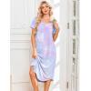 image:imageEkouaer Nightgowns for Women Bamboo Viscose House Dress Long Night Gowns Short Sleeve Sleepdress Soft Sleepwear S4XLBlue  Purple Tie Dye
