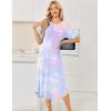 image:imageEkouaer Nightgowns for Women Bamboo Viscose House Dress Long Night Gowns Short Sleeve Sleepdress Soft Sleepwear S4XLBlue  Purple Tie Dye