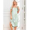 image:imageEkouaer Nightgowns for Women Bamboo Viscose House Dress Long Night Gowns Short Sleeve Sleepdress Soft Sleepwear S4XLCyan White Florals