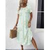 image:imageEkouaer Nightgowns for Women Bamboo Viscose House Dress Long Night Gowns Short Sleeve Sleepdress Soft Sleepwear S4XLCyan White Florals