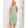 image:imageEkouaer Nightgowns for Women Bamboo Viscose House Dress Long Night Gowns Short Sleeve Sleepdress Soft Sleepwear S4XLLight Green