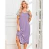 image:imageEkouaer Nightgowns for Women Bamboo Viscose House Dress Long Night Gowns Short Sleeve Sleepdress Soft Sleepwear S4XLLilac