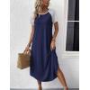image:imageEkouaer Nightgowns for Women Bamboo Viscose House Dress Long Night Gowns Short Sleeve Sleepdress Soft Sleepwear S4XLNavy Blue