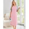image:imageEkouaer Nightgowns for Women Bamboo Viscose House Dress Long Night Gowns Short Sleeve Sleepdress Soft Sleepwear S4XLPink