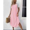 image:imageEkouaer Nightgowns for Women Bamboo Viscose House Dress Long Night Gowns Short Sleeve Sleepdress Soft Sleepwear S4XLPink