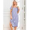 image:imageEkouaer Nightgowns for Women Bamboo Viscose House Dress Long Night Gowns Short Sleeve Sleepdress Soft Sleepwear S4XLPurple Abstract Dots