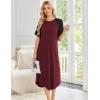 image:imageEkouaer Nightgowns for Women Bamboo Viscose House Dress Long Night Gowns Short Sleeve Sleepdress Soft Sleepwear S4XLRed