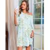 image:imageEkouaer Nightgowns for Women Bamboo Viscose Night Gowns Plus Size Sleep Shirts Short Sleeve Night Shirts Soft SleepwearCyan White Florals