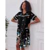 image:imageEkouaer Nightgowns for Women House Dress with Pockets Short Sleeve Duster Moo Moos Button Down House Coat SleepwearBlack Butterfly