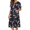image:imageEkouaer Nightgowns for Women House Dress with Pockets Short Sleeve Duster Moo Moos Button Down House Coat SleepwearBlack Petunias