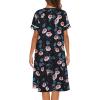 image:imageEkouaer Nightgowns for Women House Dress with Pockets Short Sleeve Duster Moo Moos Button Down House Coat SleepwearBlack Petunias