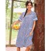 image:imageEkouaer Nightgowns for Women House Dress with Pockets Short Sleeve Duster Moo Moos Button Down House Coat SleepwearBlue Flower