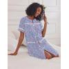 image:imageEkouaer Nightgowns for Women House Dress with Pockets Short Sleeve Duster Moo Moos Button Down House Coat SleepwearBlue Flower