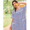 image:imageEkouaer Nightgowns for Women House Dress with Pockets Short Sleeve Duster Moo Moos Button Down House Coat SleepwearBlue Flower
