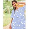 image:imageEkouaer Nightgowns for Women House Dress with Pockets Short Sleeve Duster Moo Moos Button Down House Coat SleepwearBlue Pigeon