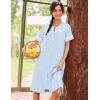 image:imageEkouaer Nightgowns for Women House Dress with Pockets Short Sleeve Duster Moo Moos Button Down House Coat SleepwearBlue Stripes