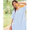 image:imageEkouaer Nightgowns for Women House Dress with Pockets Short Sleeve Duster Moo Moos Button Down House Coat SleepwearBlue Stripes