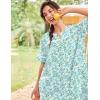 image:imageEkouaer Nightgowns for Women House Dress with Pockets Short Sleeve Duster Moo Moos Button Down House Coat SleepwearGreen Floral