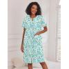 image:imageEkouaer Nightgowns for Women House Dress with Pockets Short Sleeve Duster Moo Moos Button Down House Coat SleepwearGreen Floral