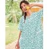 image:imageEkouaer Nightgowns for Women House Dress with Pockets Short Sleeve Duster Moo Moos Button Down House Coat SleepwearGreen Flower