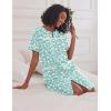 image:imageEkouaer Nightgowns for Women House Dress with Pockets Short Sleeve Duster Moo Moos Button Down House Coat SleepwearGreen Flower