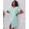 image:imageEkouaer Nightgowns for Women House Dress with Pockets Short Sleeve Duster Moo Moos Button Down House Coat SleepwearGreen Flower