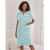 image:imageEkouaer Nightgowns for Women House Dress with Pockets Short Sleeve Duster Moo Moos Button Down House Coat SleepwearGreen Flower