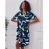 image:imageEkouaer Nightgowns for Women House Dress with Pockets Short Sleeve Duster Moo Moos Button Down House Coat SleepwearHawaiian Leaves
