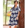 image:imageEkouaer Nightgowns for Women House Dress with Pockets Short Sleeve Duster Moo Moos Button Down House Coat SleepwearNavy Flower