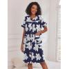 image:imageEkouaer Nightgowns for Women House Dress with Pockets Short Sleeve Duster Moo Moos Button Down House Coat SleepwearNavy Flower