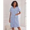 image:imageEkouaer Nightgowns for Women House Dress with Pockets Short Sleeve Duster Moo Moos Button Down House Coat SleepwearNavy Stripes
