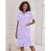 image:imageEkouaer Nightgowns for Women House Dress with Pockets Short Sleeve Duster Moo Moos Button Down House Coat SleepwearPurple Daisy