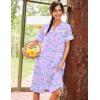 image:imageEkouaer Nightgowns for Women House Dress with Pockets Short Sleeve Duster Moo Moos Button Down House Coat SleepwearPurple Daisy