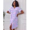image:imageEkouaer Nightgowns for Women House Dress with Pockets Short Sleeve Duster Moo Moos Button Down House Coat SleepwearPurple Daisy