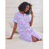 image:imageEkouaer Nightgowns for Women House Dress with Pockets Short Sleeve Duster Moo Moos Button Down House Coat SleepwearPurple Daisy