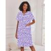 image:imageEkouaer Nightgowns for Women House Dress with Pockets Short Sleeve Duster Moo Moos Button Down House Coat SleepwearPurple Dots