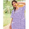 image:imageEkouaer Nightgowns for Women House Dress with Pockets Short Sleeve Duster Moo Moos Button Down House Coat SleepwearPurple Dots