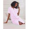 image:imageEkouaer Nightgowns for Women House Dress with Pockets Short Sleeve Duster Moo Moos Button Down House Coat SleepwearStriped Pink