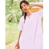 image:imageEkouaer Nightgowns for Women House Dress with Pockets Short Sleeve Duster Moo Moos Button Down House Coat SleepwearStriped Pink