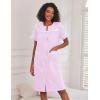 image:imageEkouaer Nightgowns for Women House Dress with Pockets Short Sleeve Duster Moo Moos Button Down House Coat SleepwearStriped Pink