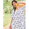 image:imageEkouaer Nightgowns for Women House Dress with Pockets Short Sleeve Duster Moo Moos Button Down House Coat SleepwearWhite Flower