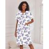 image:imageEkouaer Nightgowns for Women House Dress with Pockets Short Sleeve Duster Moo Moos Button Down House Coat SleepwearWhite Flower