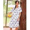 image:imageEkouaer Nightgowns for Women House Dress with Pockets Short Sleeve Duster Moo Moos Button Down House Coat SleepwearWhite Flower