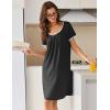 image:imageEkouaer Nightgowns for Women Short Sleeve Moo Moos Ladies House Dress with Pockets Pleated Sleepshirts Soft SleepwearBlack