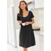 image:imageEkouaer Nightgowns for Women Short Sleeve Moo Moos Ladies House Dress with Pockets Pleated Sleepshirts Soft SleepwearBlack