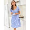 image:imageEkouaer Nightgowns for Women Short Sleeve Moo Moos Ladies House Dress with Pockets Pleated Sleepshirts Soft SleepwearBlue  White Birds
