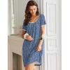 image:imageEkouaer Nightgowns for Women Short Sleeve Moo Moos Ladies House Dress with Pockets Pleated Sleepshirts Soft SleepwearBlue White  Red Florals