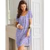 image:imageEkouaer Nightgowns for Women Short Sleeve Moo Moos Ladies House Dress with Pockets Pleated Sleepshirts Soft SleepwearBlue White Polka Dots